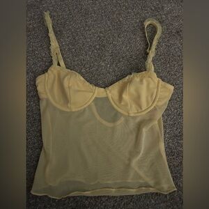 Edikted Yellow Mesh Top